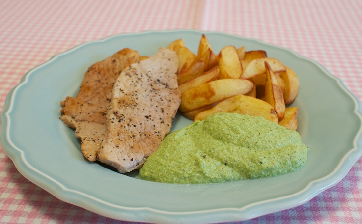 Skinkschnitzel med äppelpesto
